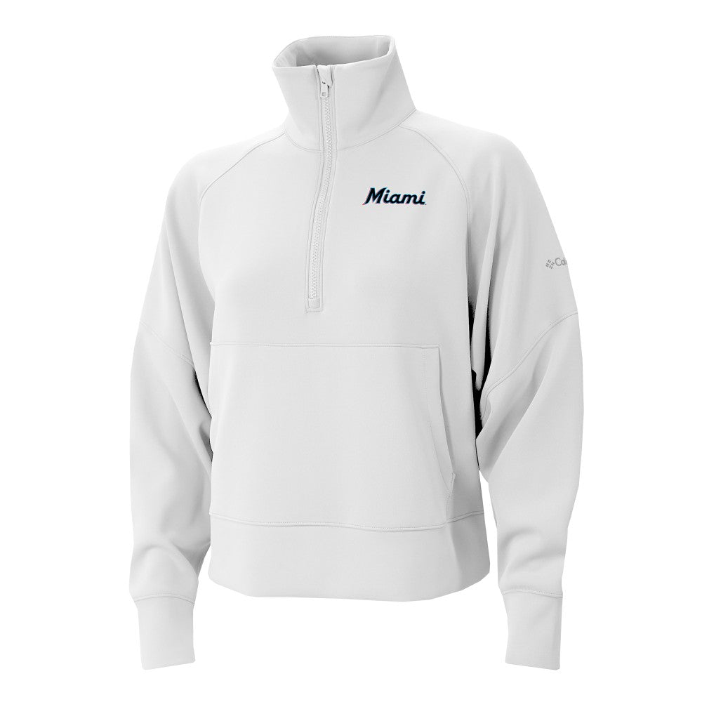 Miami Marlins Women's Wickhams Hills Raglan Omni-Wick Quarter-Zip Pullover - White | Columbia