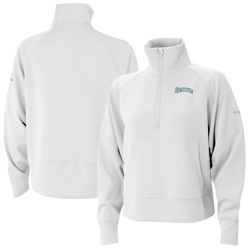 Seattle Mariners Women's Wickhams Hills Raglan Omni-Wick Quarter-Zip Pullover - White | Columbia