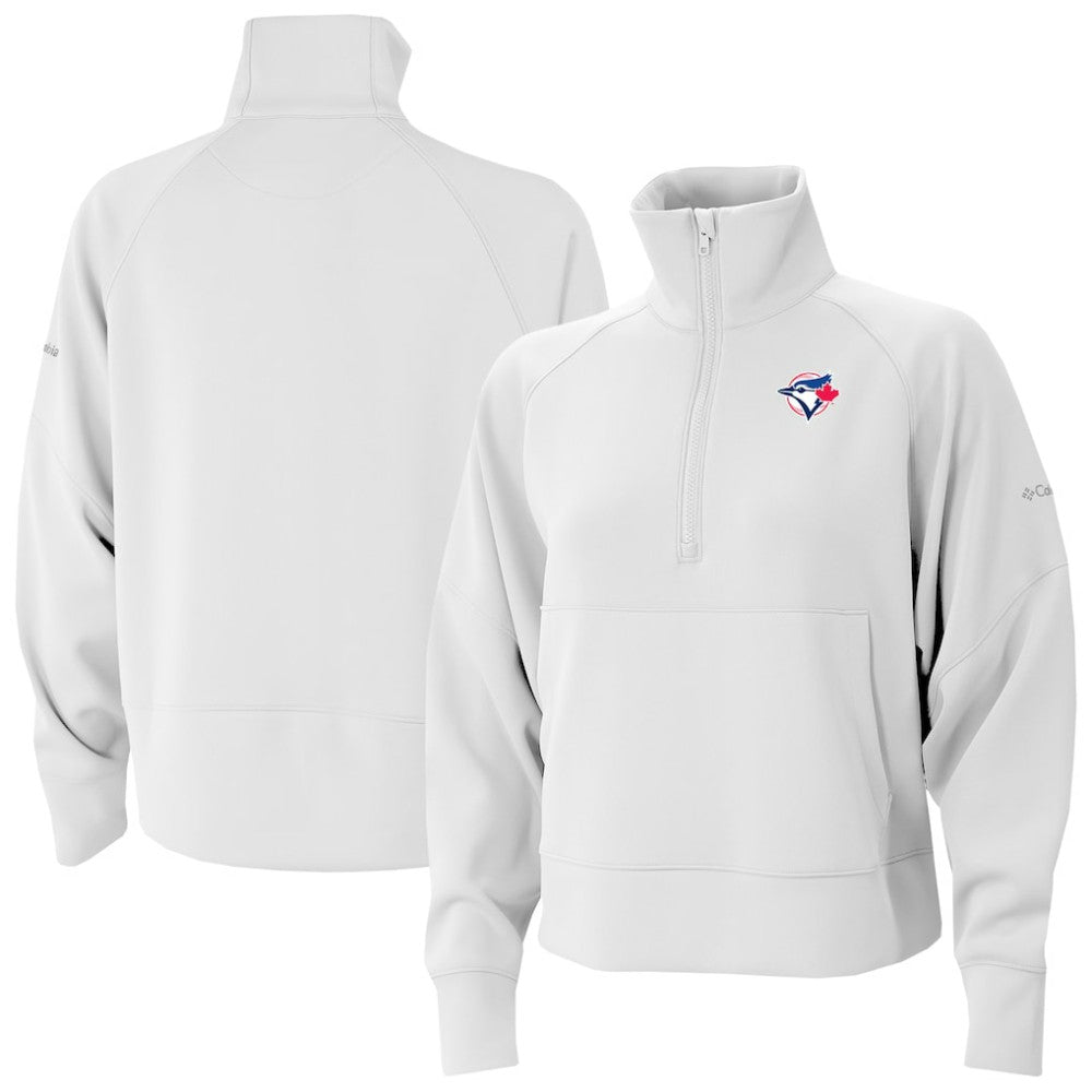 Toronto Blue Jays Women's Wickhams Hills Raglan Omni-Wick Quarter-Zip Pullover - White | Columbia