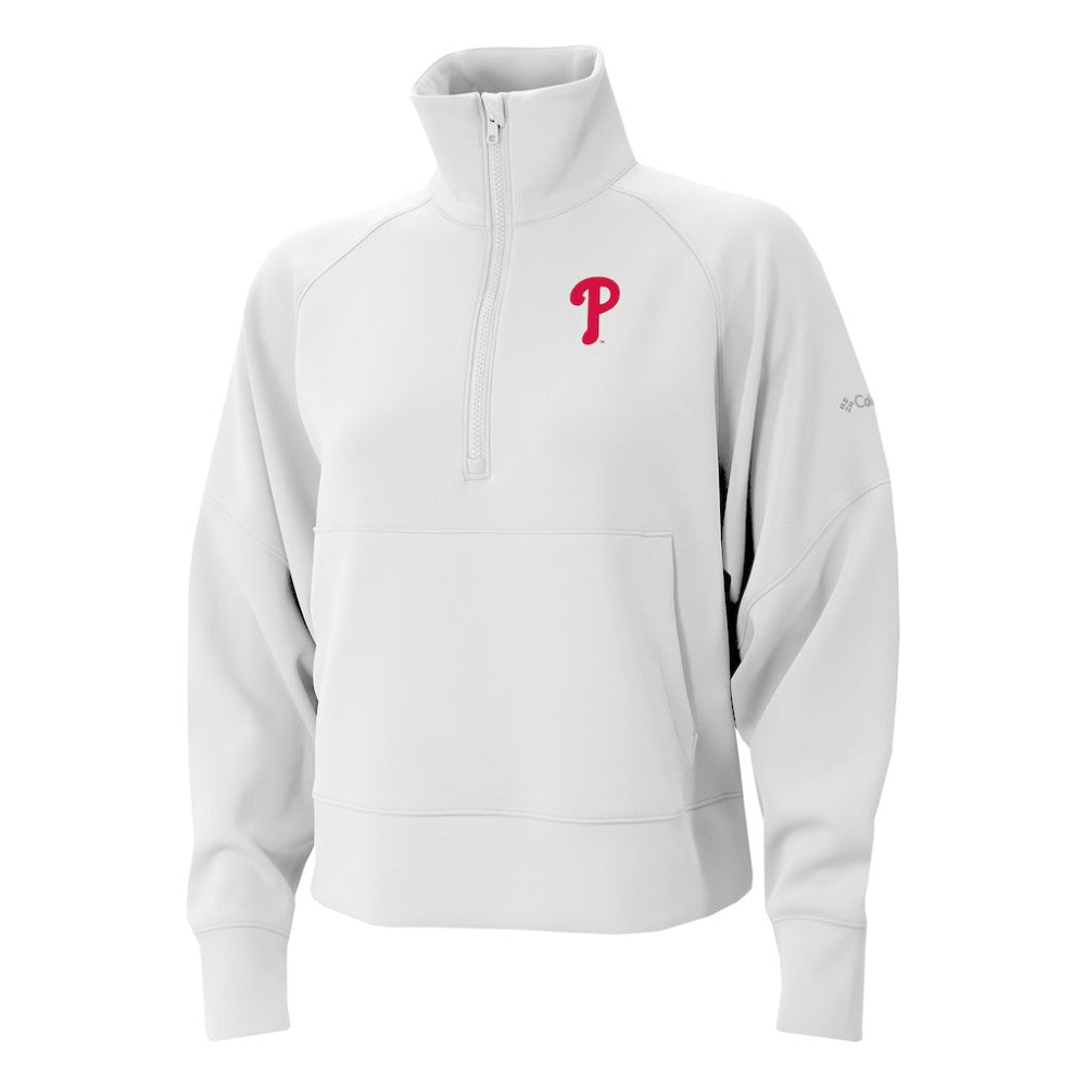 Philadelphia Phillies Women's Wickhams Hills Raglan Omni-Wick Quarter-Zip Pullover - White | Columbia