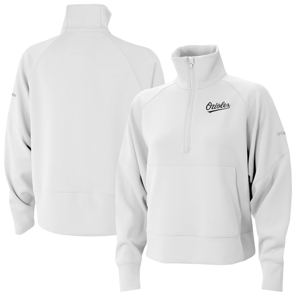 Baltimore Orioles Women's Wickhams Hills Raglan Omni-Wick Quarter-Zip Pullover - White | Columbia