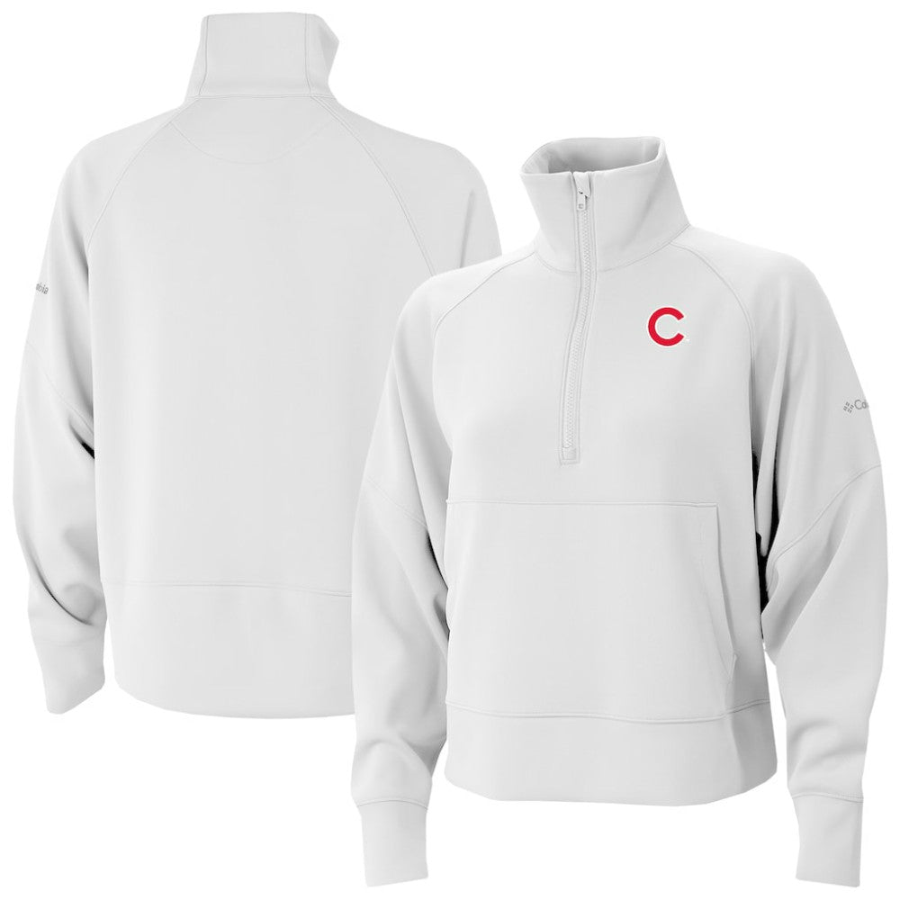 Chicago Cubs Women's Wickhams Hills Raglan Omni-Wick Quarter-Zip Pullover - White | Columbia