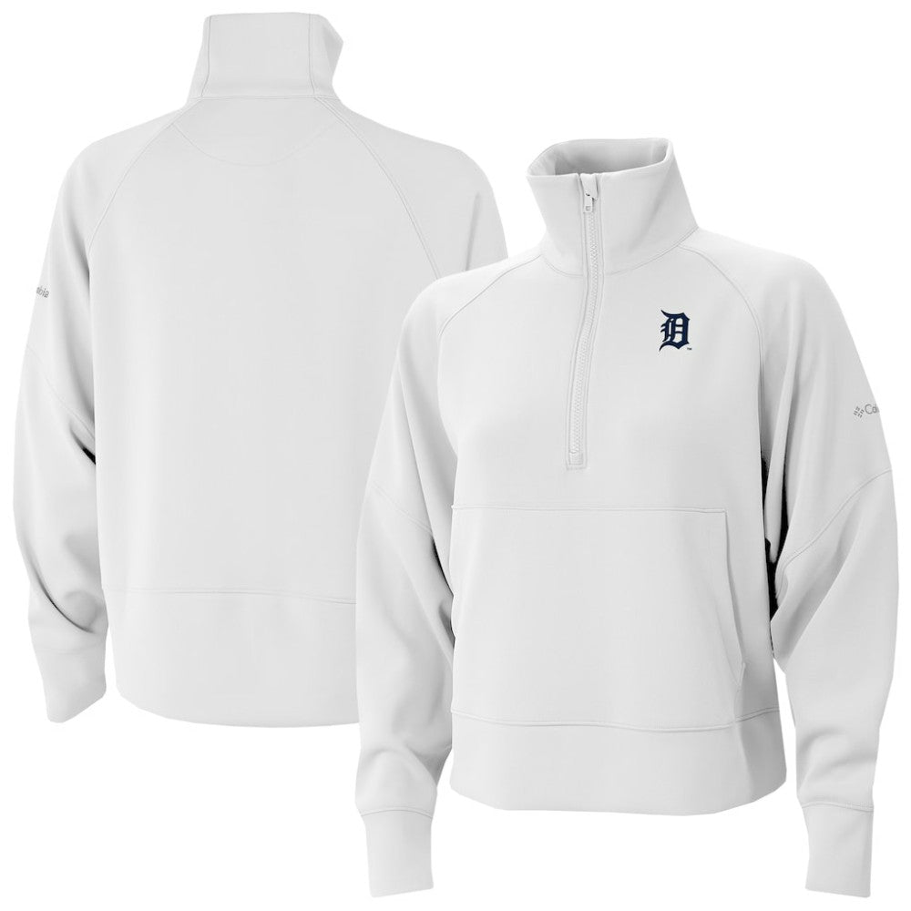 Detroit Tigers Women's Wickhams Hills Raglan Omni-Wick Quarter-Zip Pullover - White | Columbia