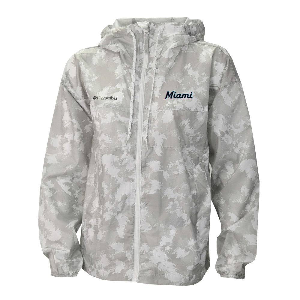 Miami Marlins Women's Flash Challenger Full-Zip Hoodie Windbreaker Jacket - Gray/White | Columbia