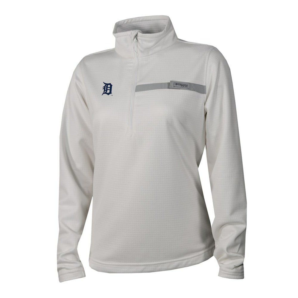 Detroit Tigers Women's Skiff Guide Fleece Half-Zip Pullover Jacket - White | Columbia