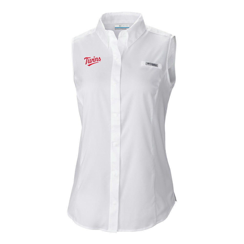 Minnesota Twins Women's Tamiami Sleeveless Shirt - White | Columbia