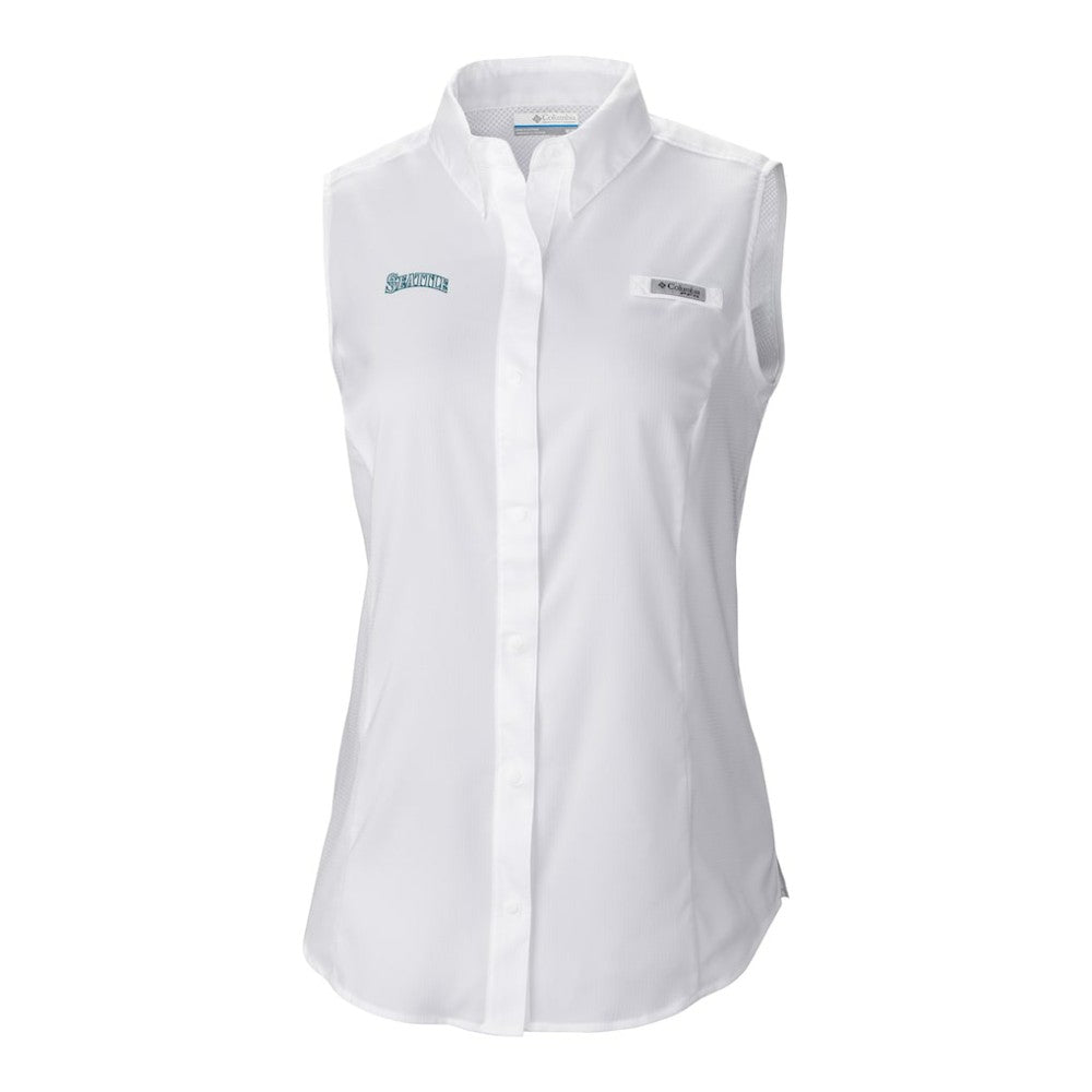 Seattle Mariners Women's Tamiami Sleeveless Shirt - White | Columbia