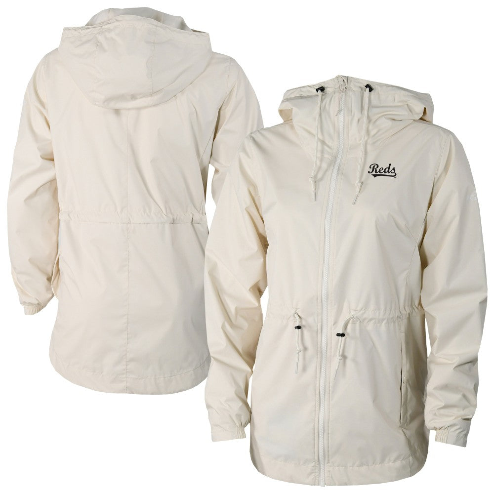 Cincinnati Reds Women's Lily Park Full-Zip Rain Jacket - Cream | Columbia