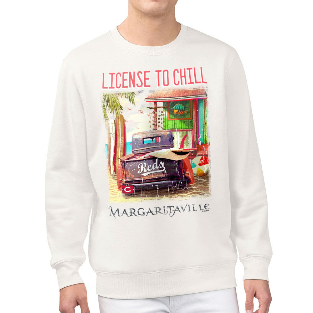 Cincinnati Reds Margaritaville License to Chill Fleece Sweatshirt - Cream