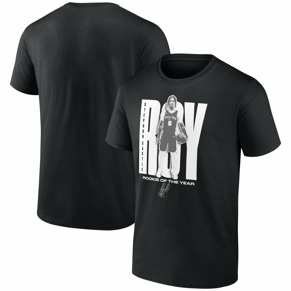 Stephon Castle San Antonio Spurs 2025 NBA Rookie of the Year T-Shirt - Black discount