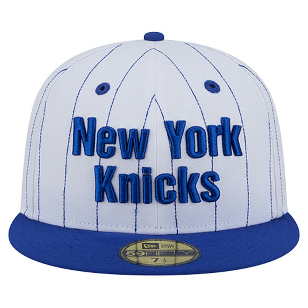 New York Knicks Wordmark Pinstripe 59FIFTY Fitted Hat - White | New Era on sale