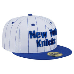 New York Knicks Wordmark Pinstripe 59FIFTY Fitted Hat - White | New Era on sale
