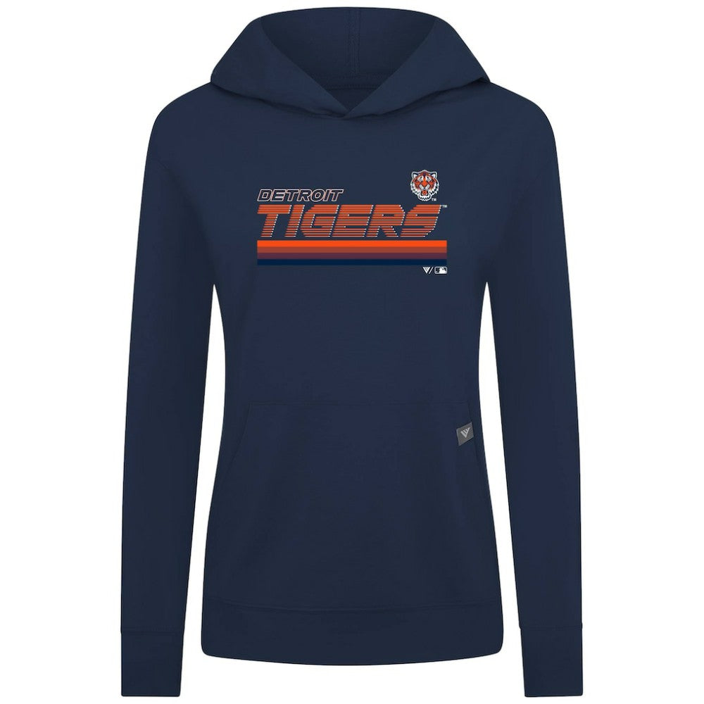 Detroit Tigers Levelwear Women's Relay Breaker Pullover Hoodie - Navy