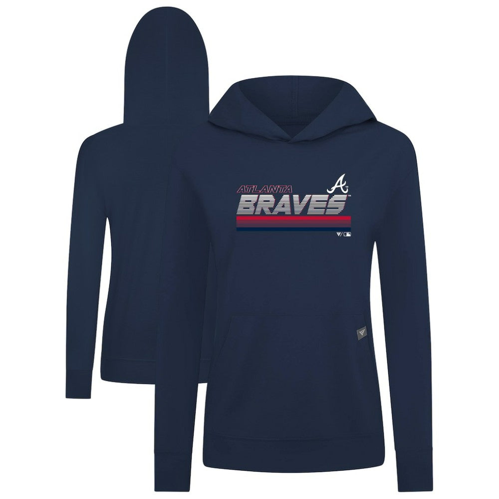 Atlanta Braves Levelwear Women's Relay Breaker Pullover Hoodie - Navy