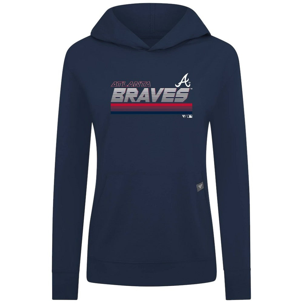 Atlanta Braves Levelwear Women's Relay Breaker Pullover Hoodie - Navy