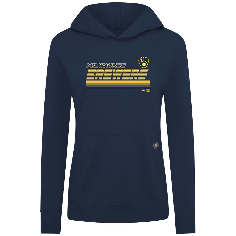 Milwaukee Brewers Levelwear Women's Relay Breaker Pullover Hoodie - Navy