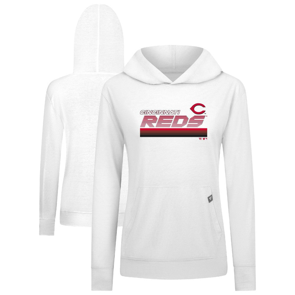 Cincinnati Reds Levelwear Women's Relay Breaker Pullover Hoodie - White
