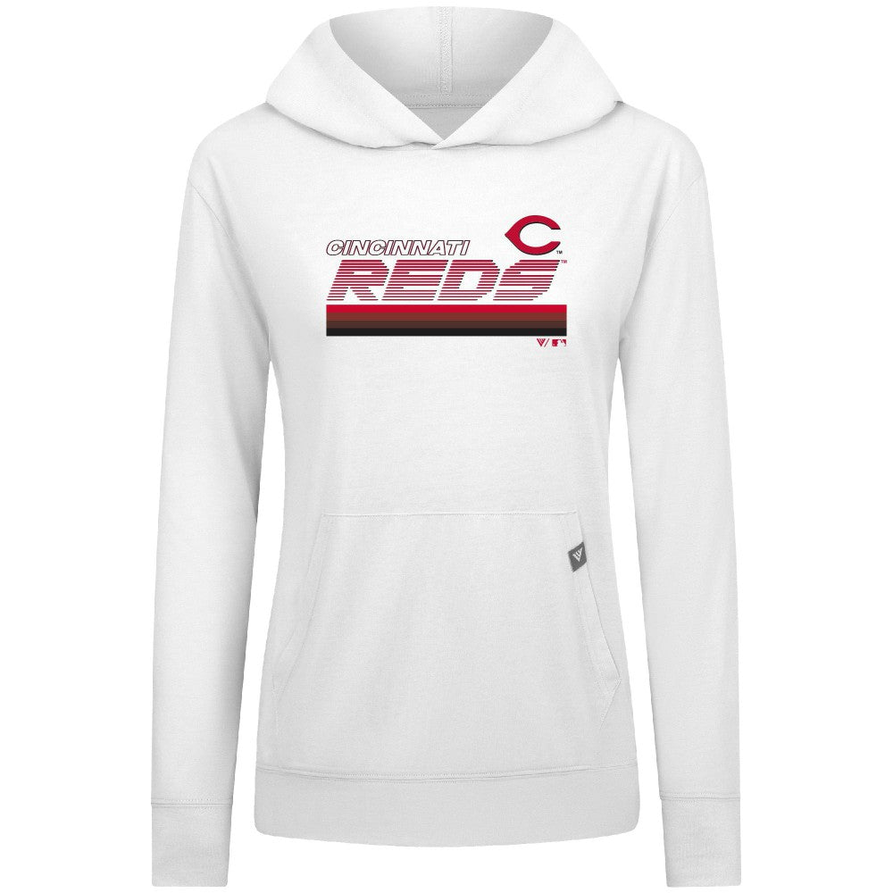 Cincinnati Reds Levelwear Women's Relay Breaker Pullover Hoodie - White