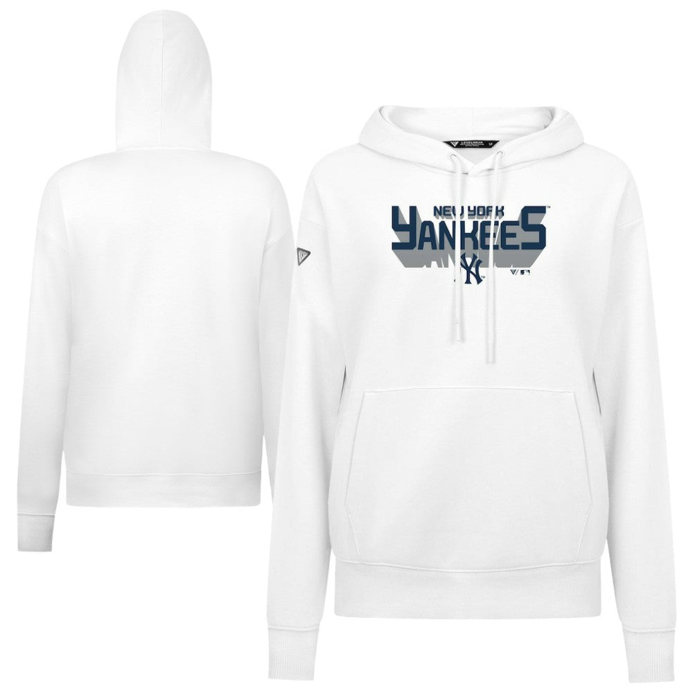 New York Yankees Levelwear Women's Adorn Retro 3D Pullover Hoodie - White