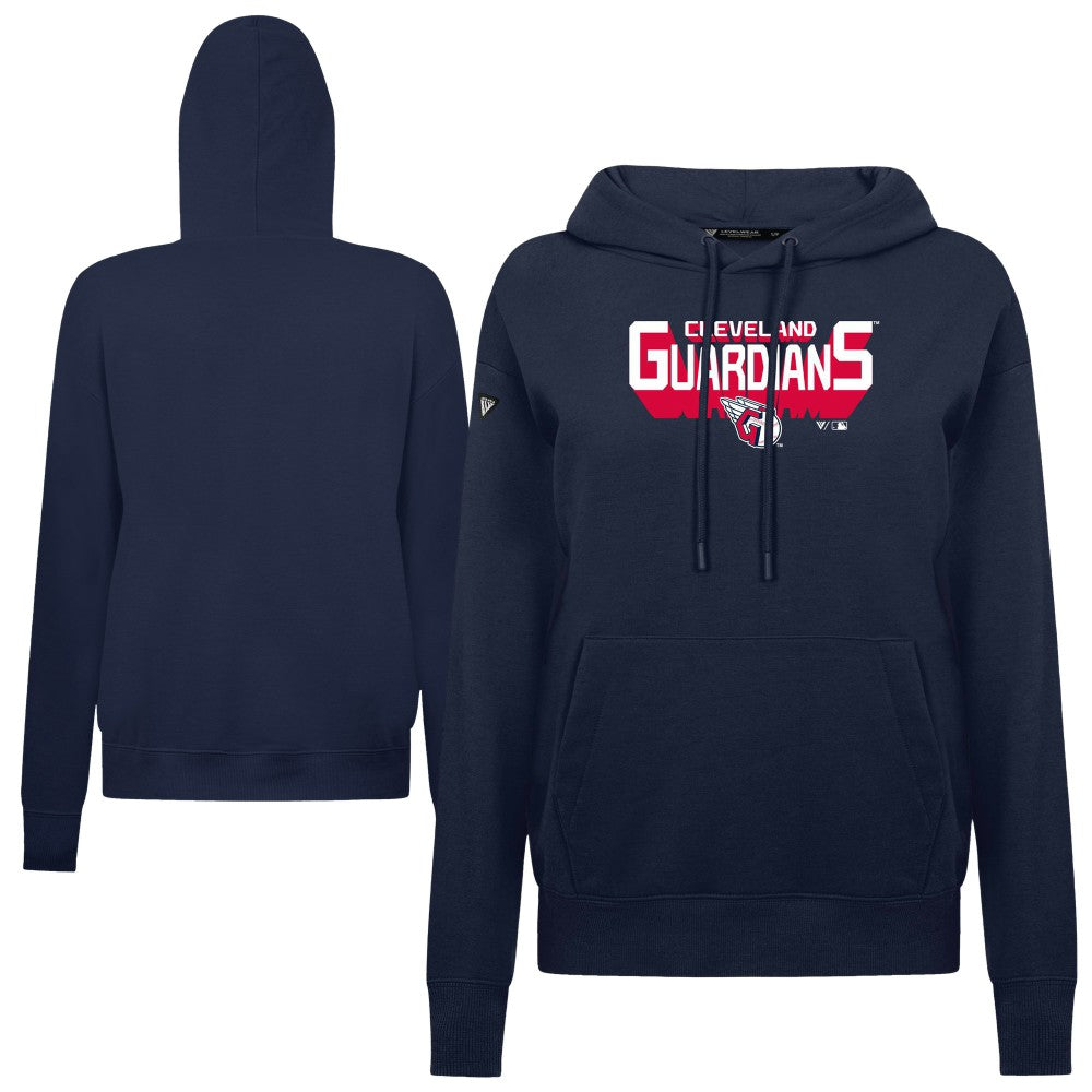 Cleveland Guardians Levelwear Women's Adorn Retro 3D Pullover Hoodie - Navy