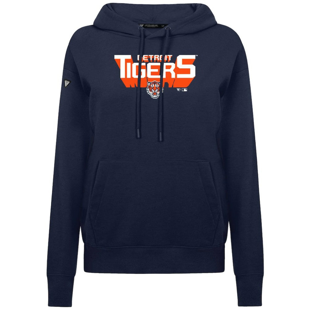 Detroit Tigers Levelwear Women's Adorn Retro 3D Pullover Hoodie - Navy
