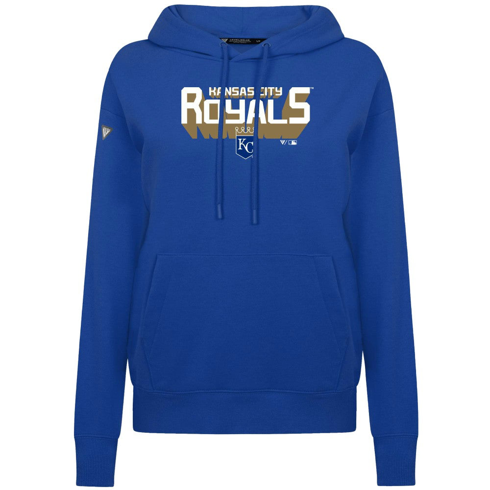 Kansas City Royals Levelwear Women's Adorn Retro 3D Pullover Hoodie - Royal