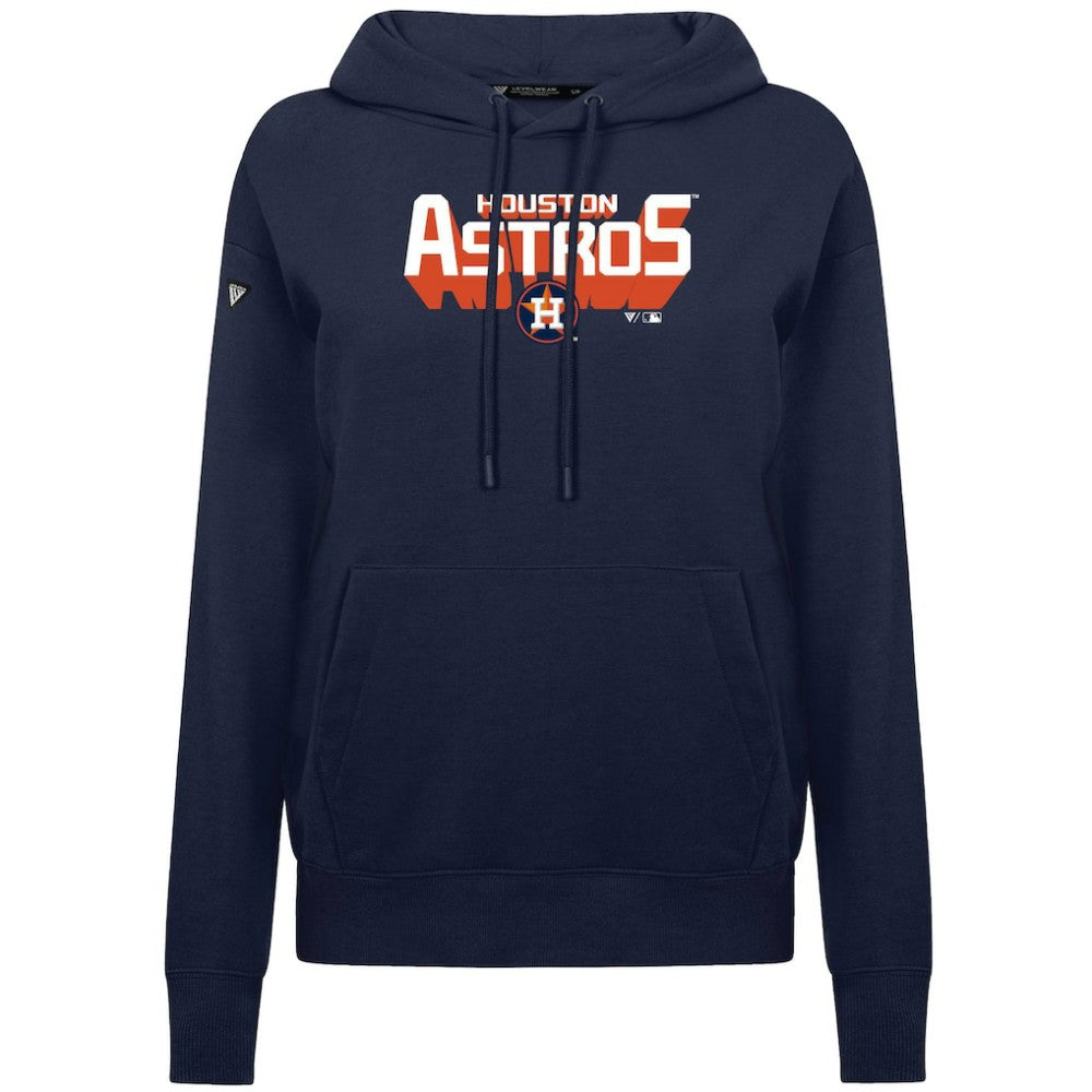 Houston Astros Levelwear Women's Adorn Retro 3D Pullover Hoodie - Navy