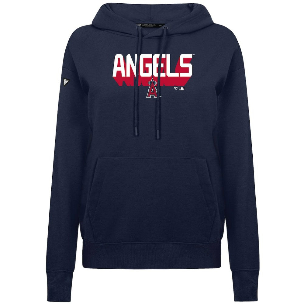 Los Angeles Angels Levelwear Women's Adorn Retro 3D Pullover Hoodie - Navy