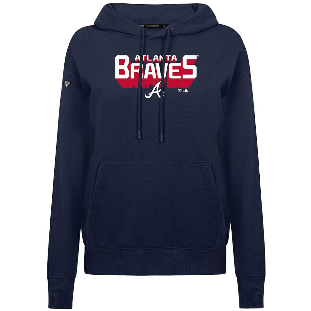 Atlanta Braves Levelwear Women's Adorn Retro 3D Pullover Hoodie - Navy