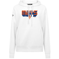 New York Mets Levelwear Women's Adorn Retro 3D Pullover Hoodie - White
