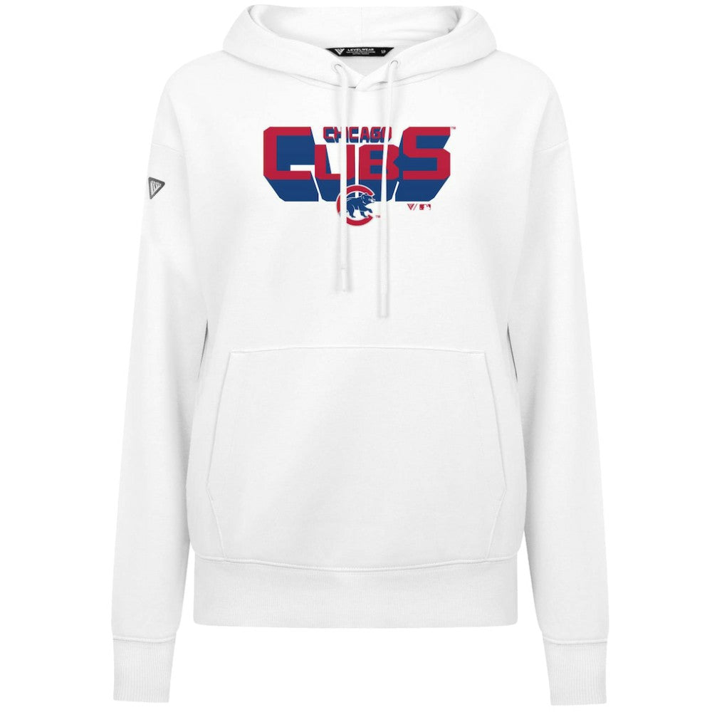 Chicago Cubs Levelwear Women's Adorn Retro 3D Pullover Hoodie - White