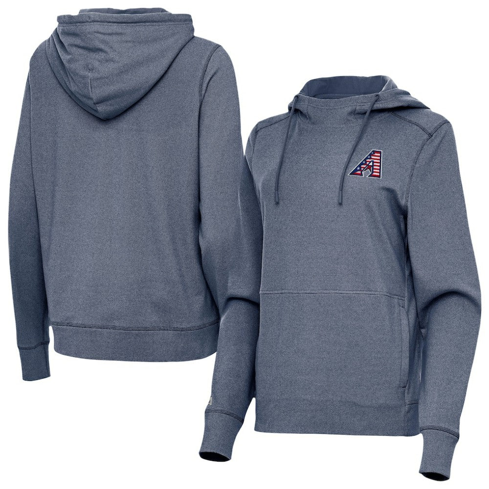 Arizona Diamondbacks Antigua Women's Justice Stars and Stripes Team Logo Pullover Hoodie - Heather Navy