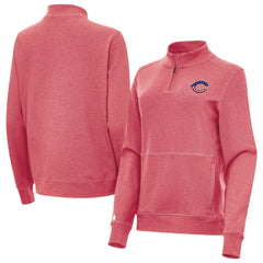 Cincinnati Reds Antigua Women's Crush Stars and Stripes Team Logo Quarter-Zip Pullover Top - Heather Red