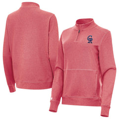 Colorado Rockies Antigua Women's Crush Stars and Stripes Team Logo Quarter-Zip Pullover Top - Heather Red