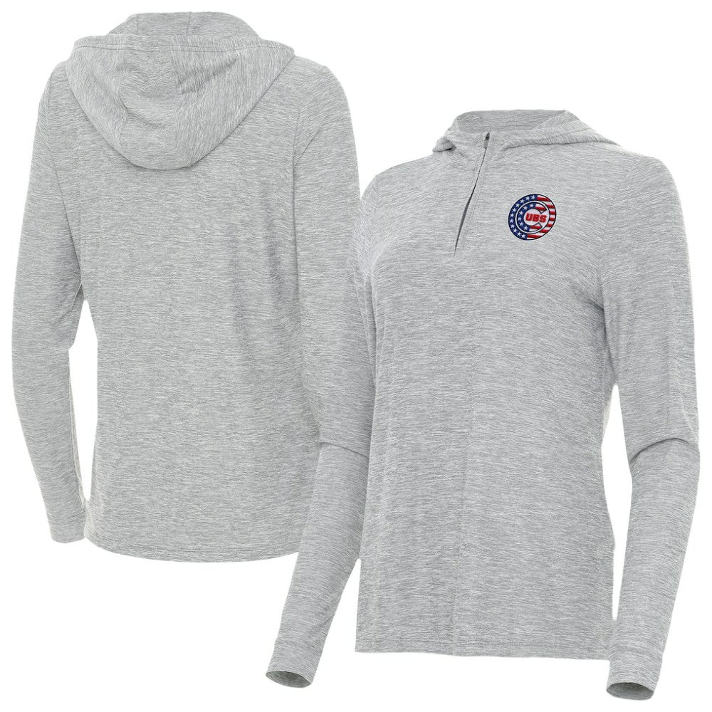 Chicago Cubs Antigua Women's Daybreak Quarter-Zip Hoodie - Heather Gray