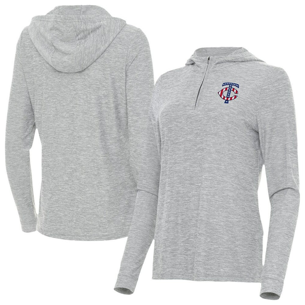 Minnesota Twins Antigua Women's Daybreak Quarter-Zip Hoodie - Heather Gray