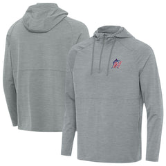 Miami Marlins Antigua Spikes Stars and Stripes Team Logo Quarter-Zip Pullover Hoodie - Heather Gray