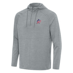 Miami Marlins Antigua Spikes Stars and Stripes Team Logo Quarter-Zip Pullover Hoodie - Heather Gray