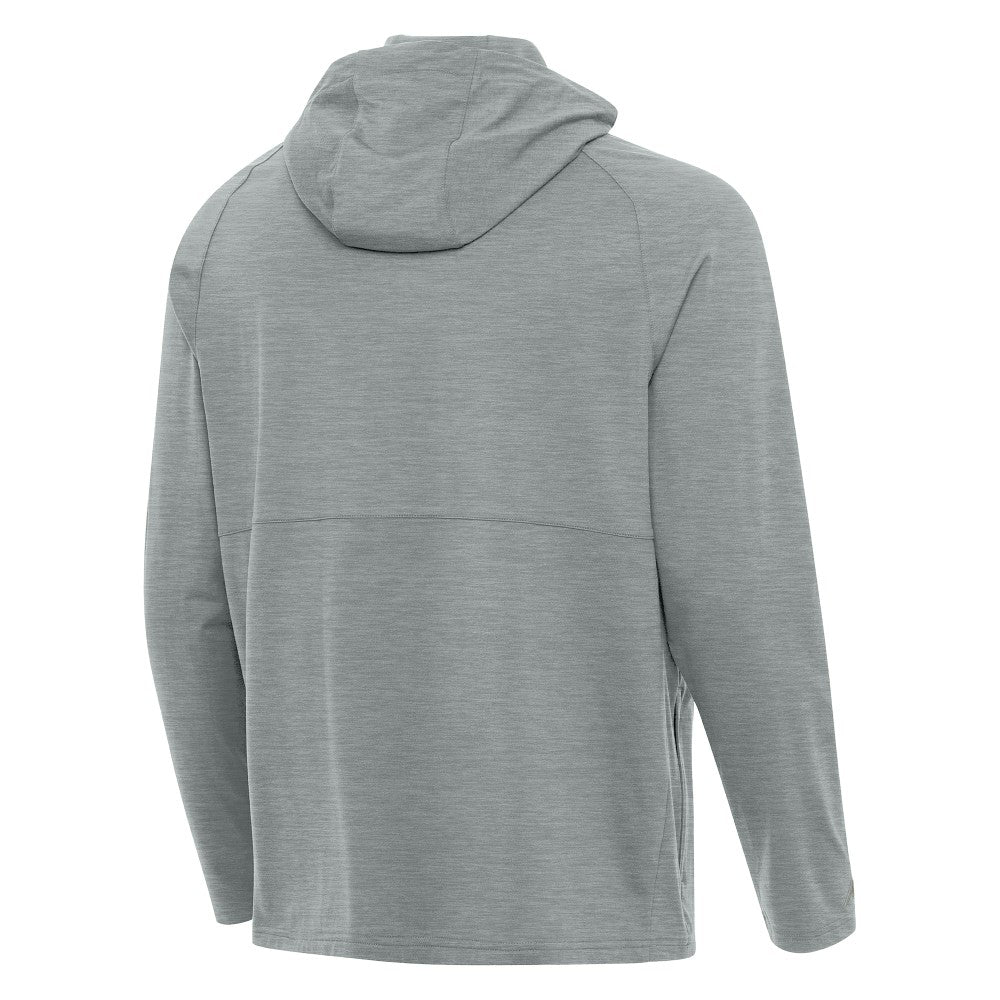 Miami Marlins Antigua Spikes Stars and Stripes Team Logo Quarter-Zip Pullover Hoodie - Heather Gray