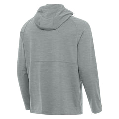 Miami Marlins Antigua Spikes Stars and Stripes Team Logo Quarter-Zip Pullover Hoodie - Heather Gray