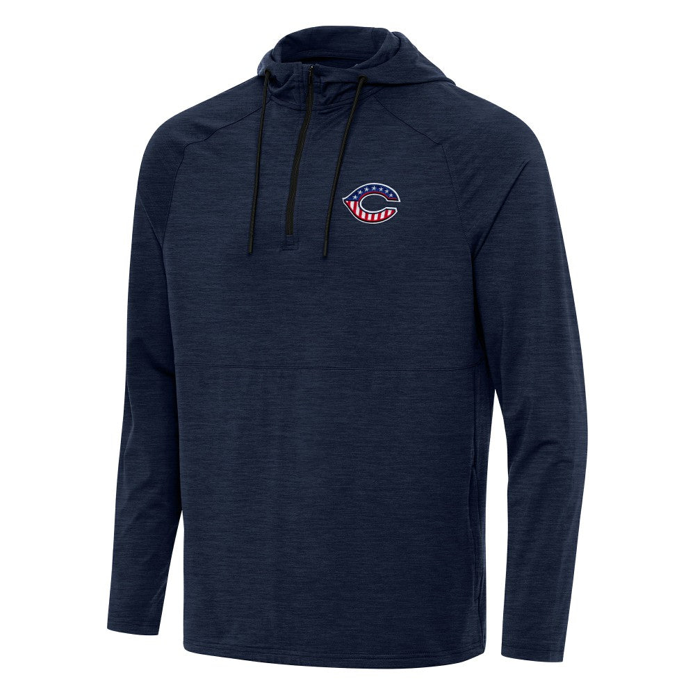 Cincinnati Reds Antigua Spikes Stars and Stripes Team Logo Quarter-Zip Pullover Hoodie - Heather Navy