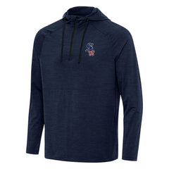 Chicago White Sox Antigua Spikes Stars and Stripes Team Logo Quarter-Zip Pullover Hoodie - Heather Navy