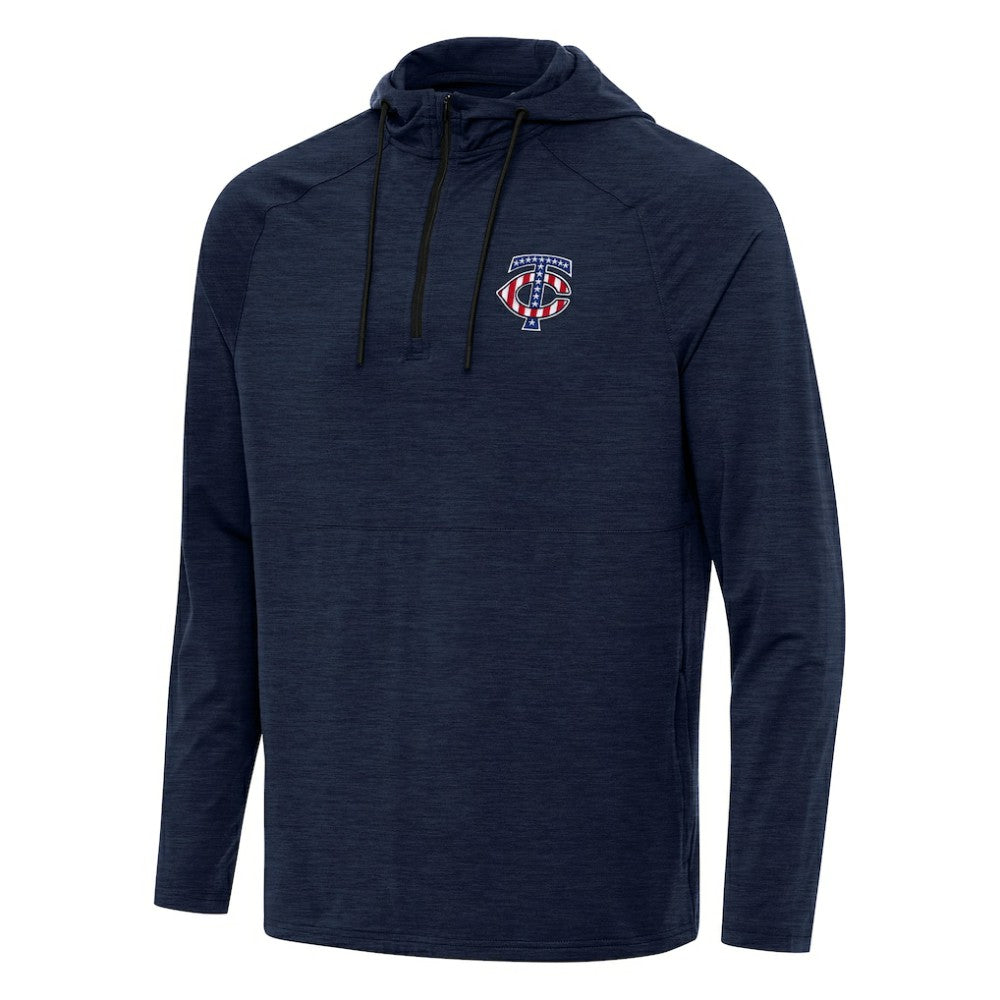 Minnesota Twins Antigua Spikes Stars and Stripes Team Logo Quarter-Zip Pullover Hoodie - Heather Navy