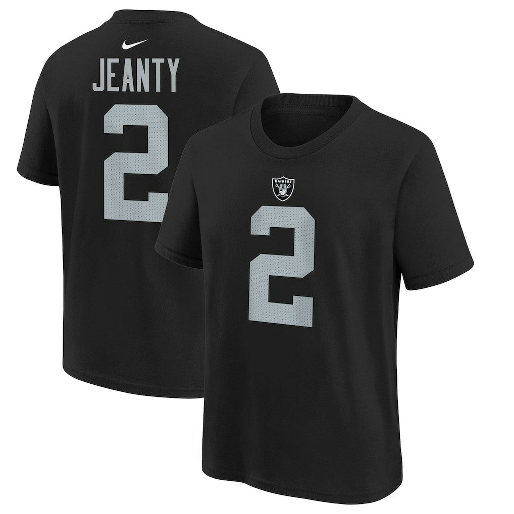 NFL Las Vegas Raiders Ashton Jeanty  Youth 2025 NFL Draft First Round Pick Name & Number T-Shirt