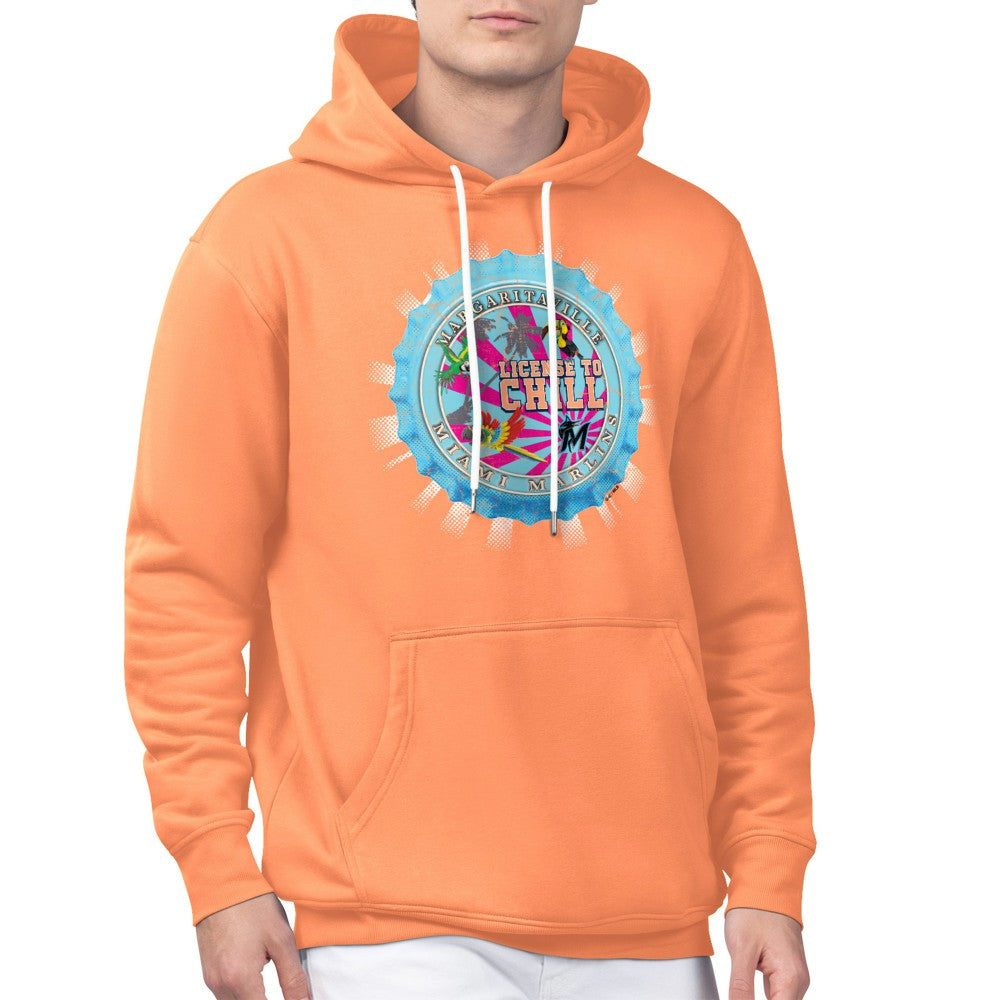 Miami Marlins Margaritaville Chill Bottle Cap Fleece Pullover Hoodie - Orange