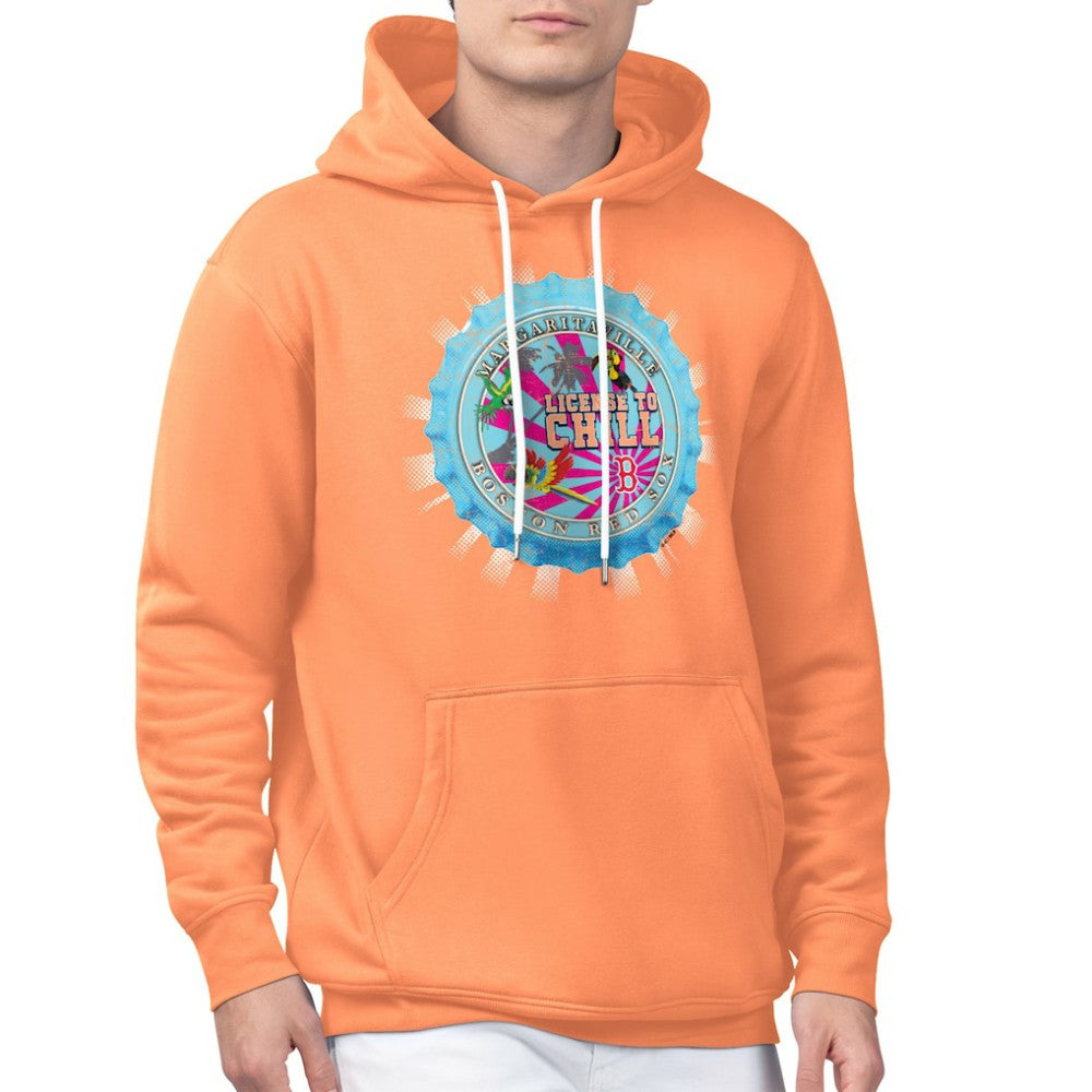 Boston Red Sox Margaritaville Chill Bottle Cap Fleece Pullover Hoodie - Orange