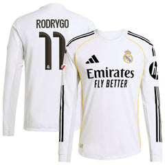 Rodrygo Real Madrid 2025/26 Home Long Sleeve Jersey / Soccer Online