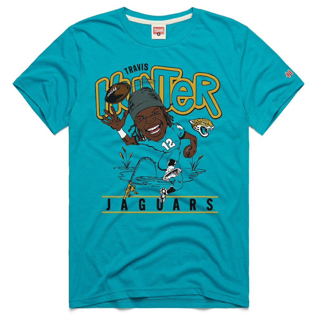 NFL Jacksonville Jaguars Travis Hunter  Homage Unisex Caricature Player Graphic Tri-Blend T-Shirt