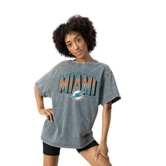 NFL Miami Dolphins Gameday Couture Women's Peak Performance Oversized Snow Wash T-Shirt