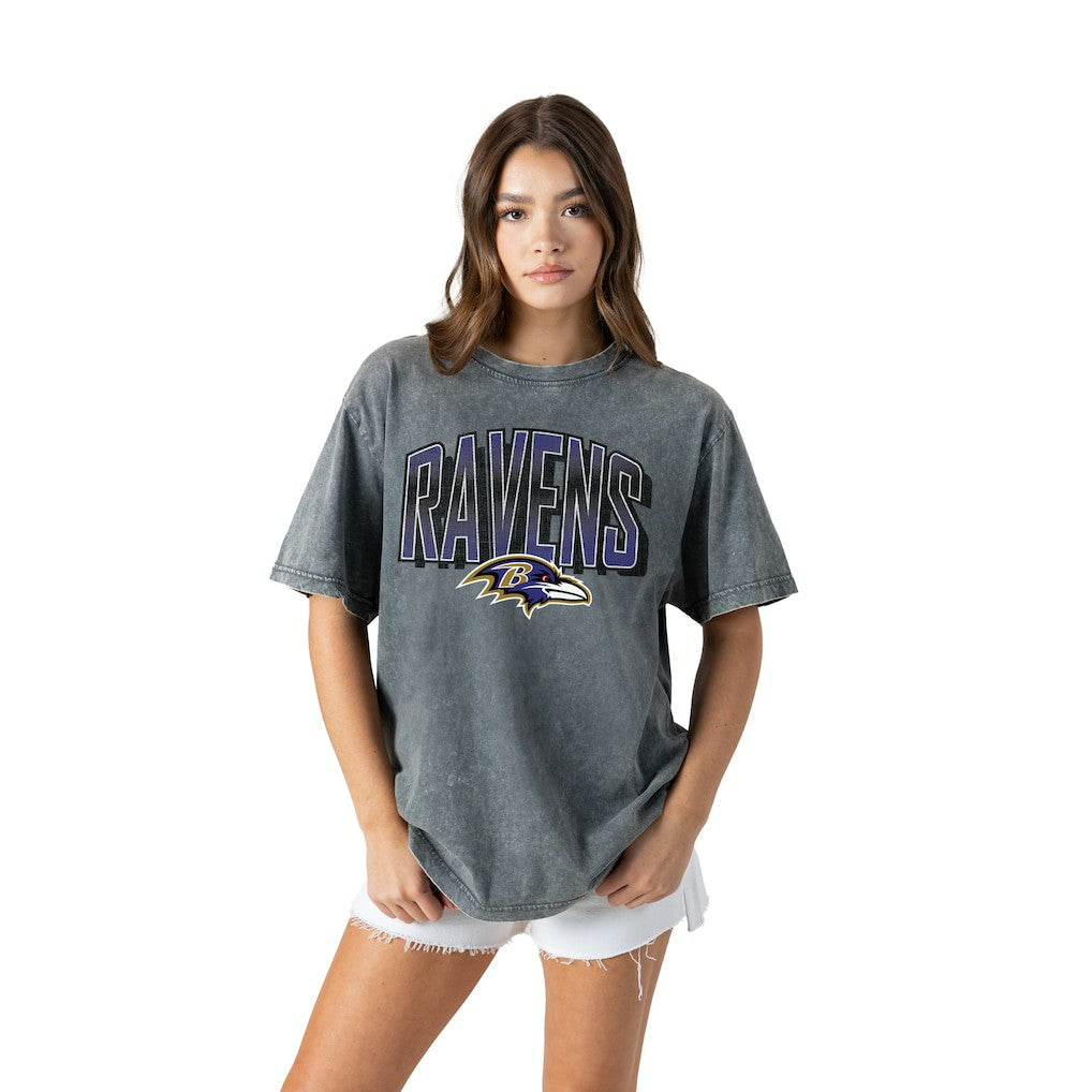 NFL Baltimore Ravens Gameday Couture Women's Peak Performance Oversized Snow Wash T-Shirt